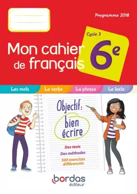 Couverture du produit · Mon cahier de français 6e