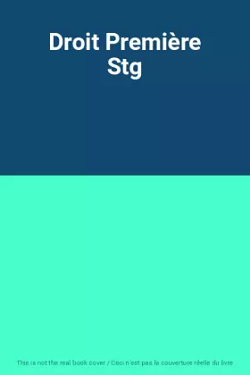 Couverture du produit · Droit Première Stg