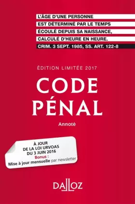 Couverture du produit · Code pénal 2017. Édition limitée - 114e éd.