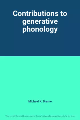 Couverture du produit · Contributions to generative phonology