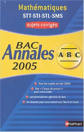 Couverture du produit · Mathématiques Bac STT-STI-STL-SMS: Sujets corrigés