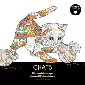 Couverture du produit · Chats - Happy coloriage: Mon carnet de coloriages & messages 100 % bonne humeur !