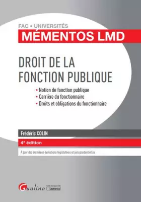 Couverture du produit · Mémentos LMD - Droit de la fonction publique, 4ème Ed.