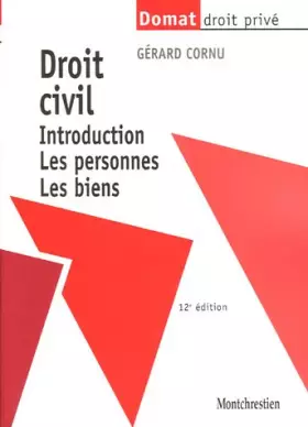 Couverture du produit · Droit civil : Introduction, Les personnes, Les biens