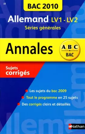 Couverture du produit · Allemand LV1-LV2 Tles L, ES, S : Sujets corrigés