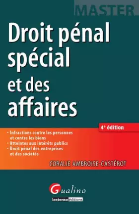 Couverture du produit · Droit pénal spécial et des affaires, 4ème Ed