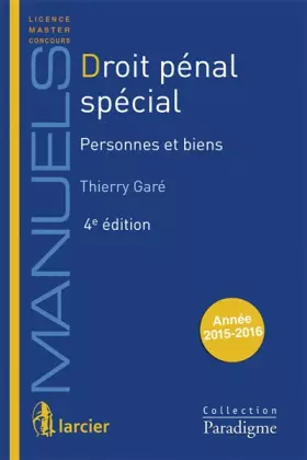 Couverture du produit · Droit pénal spécial: Personnes et biens
