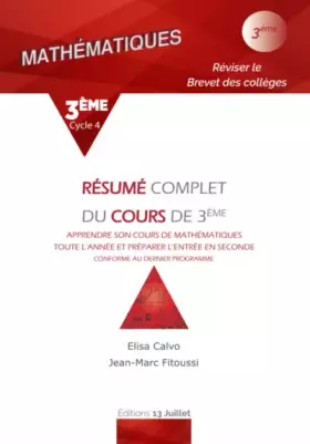 Couverture du produit · Mathématiques 3e : Résume complet du cours de 3e