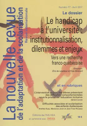 Couverture du produit · Nras 77. Politiques Publiques d'Accueil du Handicap a l'Université : Dilemmes et Enjeux Ethiques