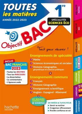 Couverture du produit · Objectif Bac 2023 - 1re Spécialités sciences éco Toutes les matières