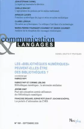Couverture du produit · Communication et Langages, N° 161, Septembre 20 : Les