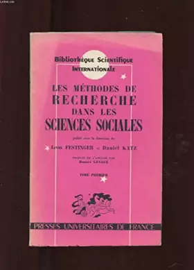 Couverture du produit · LES METHODES DE RECHERCHES DANS LES SCIENCES SOCIALES. TOME PREMIER