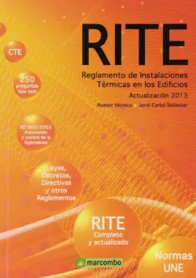 Couverture du produit · Reglamento de Instalaciones Térmicas en los edificios (RITE): Actualización 2013