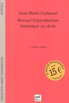 Couverture du produit · Manuel d'introduction historique au droit
