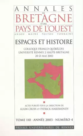 Couverture du produit · ESPACES ET Histoire Annales de Bretagne 20003 4