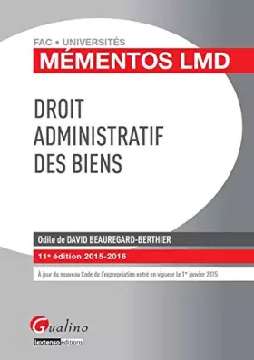 Couverture du produit · Droit administratif des biens 2015-2016