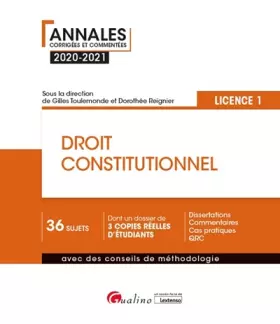 Couverture du produit · Droit constitutionnel - L1: PRINCIPES FONDAMENTAUX - INSTITUTIONS VE REPUBLIQUE (2020-2021)