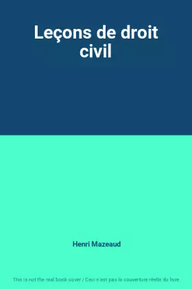Couverture du produit · Leçons de droit civil
