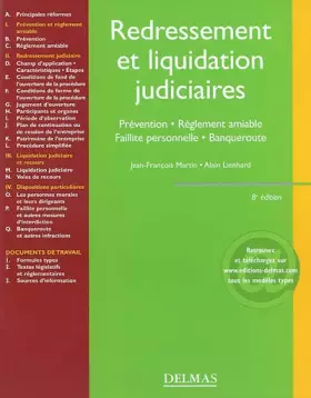 Couverture du produit · Redressement et liquidation judiciaires : Prévention - Règlement amiable - Faillite personnelle - Banqueroute