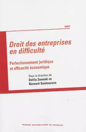 Couverture du produit · Droit des entreprises en difficulté: Perfectionnement juridique et efficacité économique