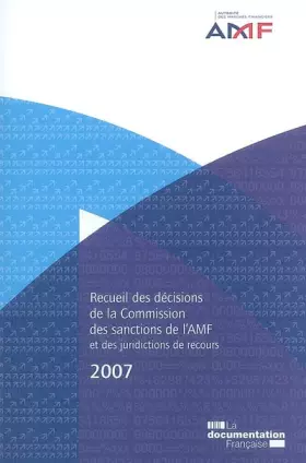 Couverture du produit · Jurisprudence de la commission des sanctions de l'amf 2007