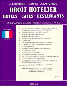 Couverture du produit · Droit Hotelier, Hotels, Cafes, Restaurants. 1ere Edition