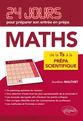 Couverture du produit · Maths 24 Jours pour Préparer Son Entrée en Prépa de la TS à la Prépa Scientifique