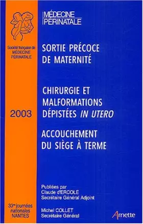 Couverture du produit · 33es Journées nationales de la Société Française de Médecine Périnatale (Nantes 2003)