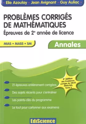 Couverture du produit · Problèmes corrigés de mathématiques, tome 2 : Épreuves de 2e année de Licence