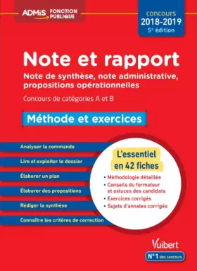 Couverture du produit · Note et rapport méthode et exercices catégories A et B essentiel en 42 fiches