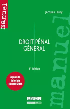 Couverture du produit · Droit pénal général 5ème Ed.