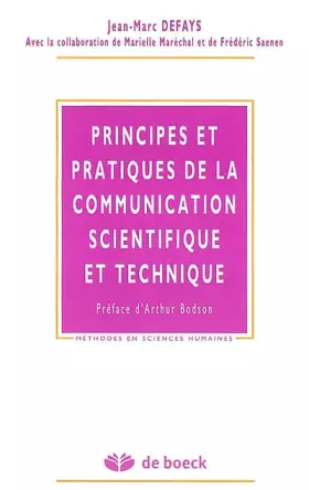 Couverture du produit · Principes et pratiques de la communication scientifique et technique