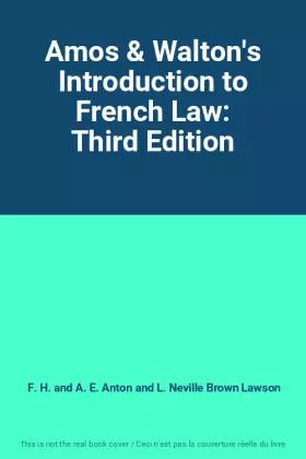 Couverture du produit · Amos & Walton's Introduction to French Law: Third Edition