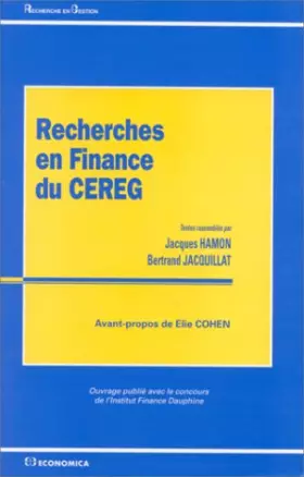 Couverture du produit · Recherches en finance du CEREG