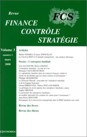 Couverture du produit · Volume 3, numéro 1, mars 2000