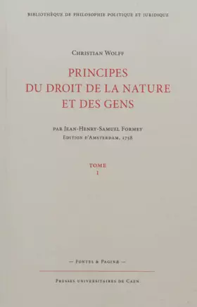Couverture du produit · Principes du droit de la nature et des gens : Tome 1