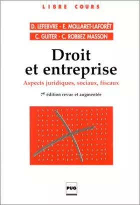 Couverture du produit · Droit et entreprise : Aspects juridiques, sociaux, fiscaux