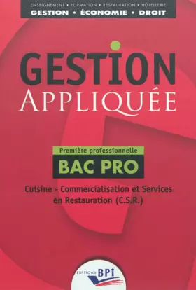 Couverture du produit · Gestion appliquée Bac Pro 1re professionnelle