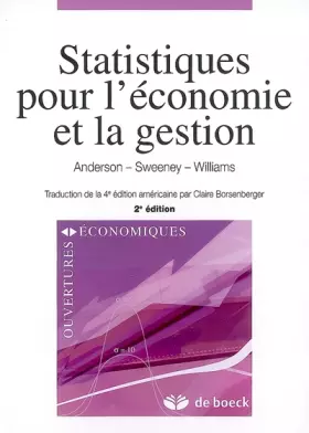 Couverture du produit · Statistiques pour l'économie et la gestion
