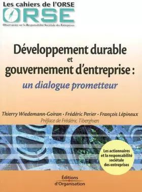 Couverture du produit · Développement durable et gouvernement d'entreprise : Un dialogue prometteur