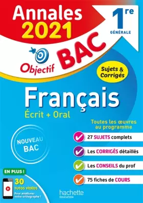 Couverture du produit · Annales Bac 2021 Français 1ères