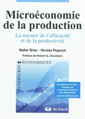 Couverture du produit · Microéconomie de la production mesure efficacité et productivité