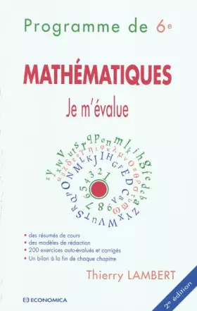 Couverture du produit · Je m'évalue - Mathématiques, programme de 6e