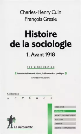 Couverture du produit · Histoire de la sociologie, tome 1