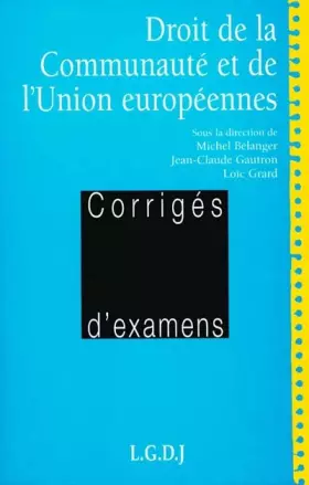 Couverture du produit · Droit de la Communauté et de l'Union européennes