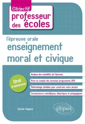 Couverture du produit · L'Épreuve Orale Enseignement Moral et Civique Concours de Professeur des Écoles Oral d'Admission