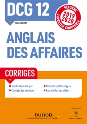 Couverture du produit · DCG 12 - Anglais des affaires - Corrigés - Réforme 2019-2020: Réforme Expertise comptable (2019-2020)