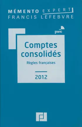 Couverture du produit · Comptes consolidés: Règles françaises