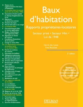 Couverture du produit · Baux d'habitation: Rapports propriétaires-locataires, Secteur privé-Secteur Hlm, Loi de 1948, Edition 2007