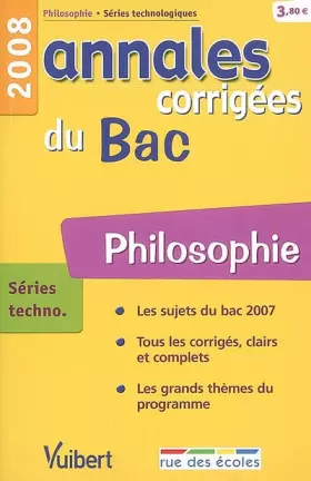 Couverture du produit · Philosophie séries technologiques: Annales corrigées du Bac